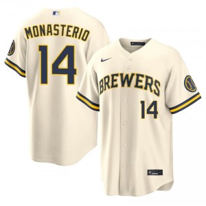 Cream Andruw Monasterio #14 Milwaukee Brewers Baseball Stitched Jersey | Game-Day Men Fit 65420417