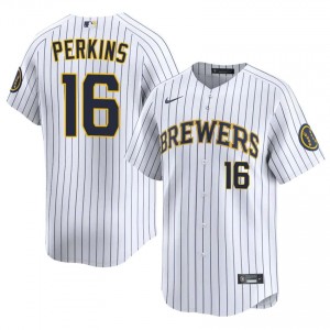 MIL Brewers Blake Perkins #16 White Men Baseball Jersey | 2026 Season Official 49786869
