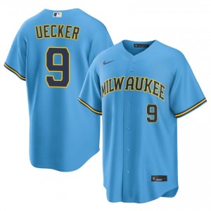 Bob Uecker #9 MIL Brewers Baseball Jersey | Officially Licensed Men Light Blue Embroidery Edition 48182002