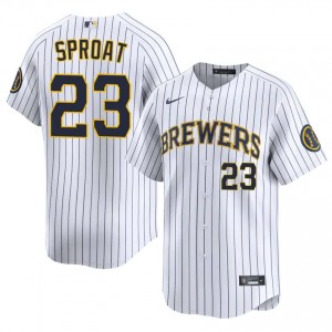 Brandon Sproat #23 Milwaukee Brewers Baseball Jersey | Iconic Men White Stitched Edition 14460681