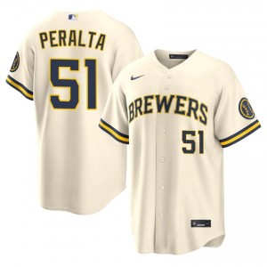 Freddy Peralta #51 Brewers Baseball Jersey | Limited Men Cream Embroidery Edition 42461299