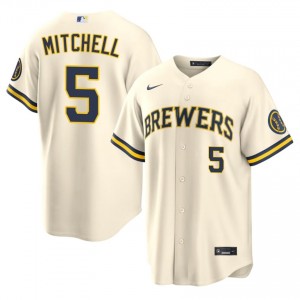#5 Garrett Mitchell Gameday Men Baseball Jersey | MIL Brewers Cream Fan Gear 30904494