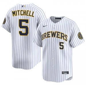 White Garrett Mitchell #5 Milwaukee Brewers Baseball Stitched Jersey | MLB Men Fit 32016352