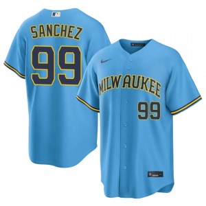 Light Blue Gary Sanchez #99 MIL Brewers Baseball Stitch Jersey | Premium Men Fit 86580912