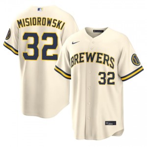 #32 Jacob Misiorowski Game Men Baseball Jersey | Milwaukee Cream Fan Gear 45686611