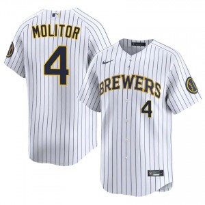 White Paul Molitor #4 MIL Brewers Baseball Sewn Jersey | Gameday Men Fit 84856520