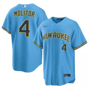 Milwaukee Brewers Paul Molitor #4 Light Blue Men Baseball Jersey | 2026 Season Premium 31604016