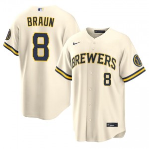 Milwaukee Brewers Ryan Braun #8 Cream Men Baseball Jersey | 2026 Season Durable 20583814