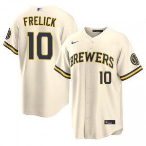 Cream Sal Frelick #10 Brewers Baseball Sewn Jersey | Genuine Men Fit 48826033