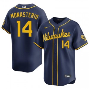 #14 Andruw Monasterio Officially Licensed Men Baseball Jersey | MIL Brewers Navy Fan Gear 85126819
