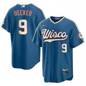 Brewers Bob Uecker #9 Blue Men City Connect Baseball Jersey | 2026 Season Iconic 12680205