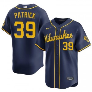 #39 Chad Patrick Official Men Baseball Jersey | MIL Brewers Navy Fan Gear 24904393