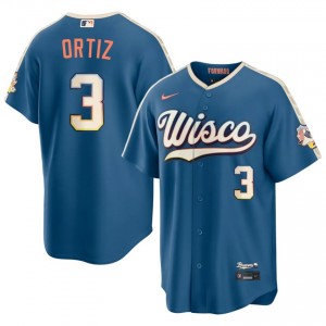 Joey Ortiz #3 Brewers City Connect Baseball Jersey | Game Men Blue Embroidery Edition 51911046
