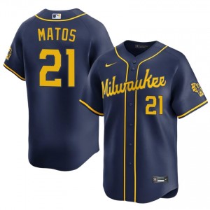 MIL Brewers Luis Matos #21 Navy Men Baseball Jersey | 2026 Season Premium 57822476