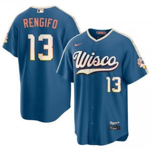 #13 Luis Rengifo Replica Men City Connect Baseball Jersey | Milwaukee Blue Fan Gear 63500877
