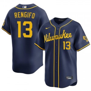 Milwaukee Brewers Luis Rengifo #13 Navy Men Baseball Jersey | 2026 Season Authentic 69225666