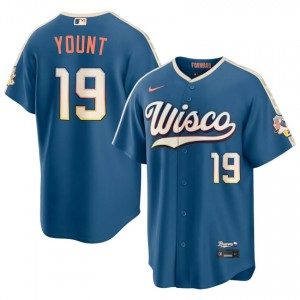 #19 Robin Yount Genuine Men City Connect Baseball Jersey | Milwaukee Brewers Blue Fan Gear 58242302
