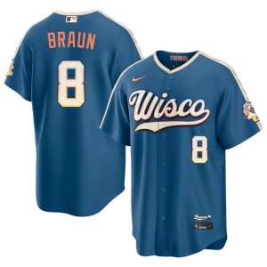 Ryan Braun #8 Brew Crew City Connect Baseball Jersey | Game-Day Men Blue Stitched Edition 83622594