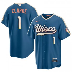 #1 Taylor Clarke Professional Men City Connect Baseball Jersey | Brewers Blue Fan Gear 13356386