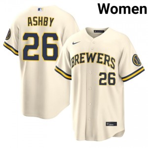 Milwaukee Aaron Ashby #26 Cream Women Baseball Jersey | 2026 Season Replica 22567453