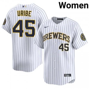Abner Uribe #45 Milwaukee Baseball Jersey | Replica Women White Stitched Edition 30823623