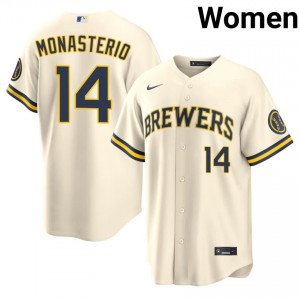 #14 Andruw Monasterio Replica Women Baseball Jersey | Brewers Cream Fan Gear 17654518