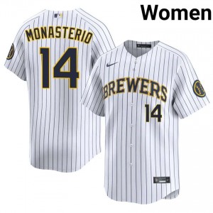 White Andruw Monasterio #14 Milwaukee Brewers Baseball Embroidery Jersey | Limited Women Fit 85268248