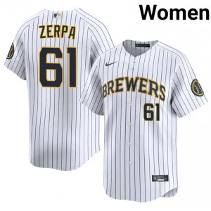 White Angel Zerpa #61 MIL Brewers Baseball Embroidery Jersey | Officially Licensed Women Fit 61019148