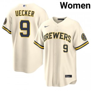 #9 Bob Uecker Limited Women Baseball Jersey | Milwaukee Brewers Cream Fan Gear 93289456
