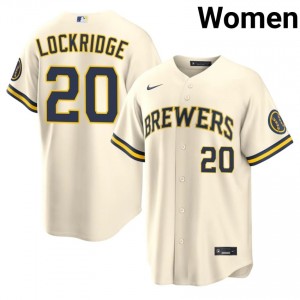 Cream Brandon Lockridge #20 Milwaukee Brewers Baseball Embroidery Jersey | Officially Licensed Women Fit 63639338