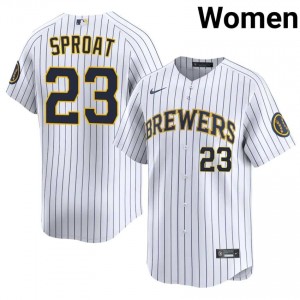 Brewers Brandon Sproat #23 White Women Baseball Jersey | 2026 Season Game 43430343