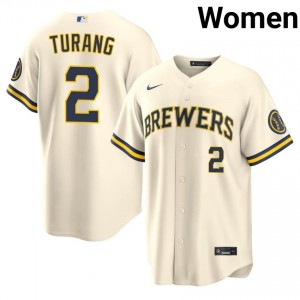 Brice Turang #2 Brewers Baseball Jersey | Replica Women Cream Stitched Edition 52204198