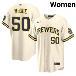 Cream Easton McGee #50 Brewers Baseball Embroidery Jersey | Professional Women Fit 70821584