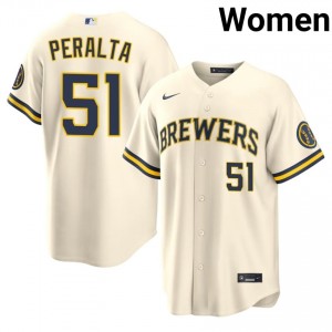 Brew Crew Freddy Peralta #51 Cream Women Baseball Jersey | 2026 Season Gameday 97918606
