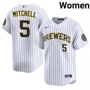 #5 Garrett Mitchell Classic Women Baseball Jersey | Brewers White Fan Gear 40909454