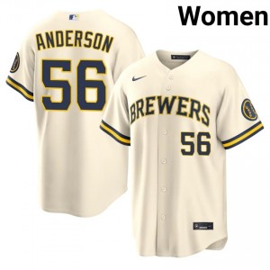 Cream Grant Anderson #56 Brewers Baseball Embroidery Jersey | Game Women Fit 41669307