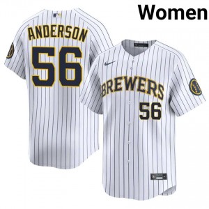 Milwaukee Brewers Grant Anderson #56 White Women Baseball Jersey | 2026 Season Official 72108633