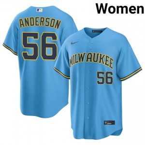 Grant Anderson #56 Milwaukee Brewers Baseball Jersey | Gameday Women Light Blue Sewn Edition 77991458