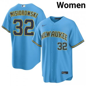 Light Blue Jacob Misiorowski #32 Milwaukee Baseball Stitched Jersey | Durable Women Fit 18041683