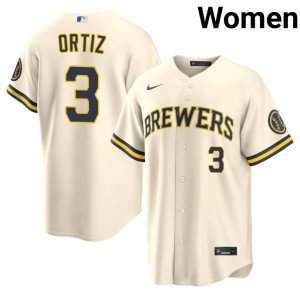 Cream Joey Ortiz #3 Milwaukee Brewers Baseball Sewn Jersey | Gameday Women Fit 12612755