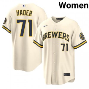 Cream Josh Hader #71 Milwaukee Baseball Sewn Jersey | Authentic Women Fit 72046398