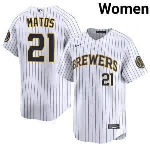 Luis Matos #21 Milwaukee Brewers Baseball Jersey | Genuine Women White Sewn Edition 93849597
