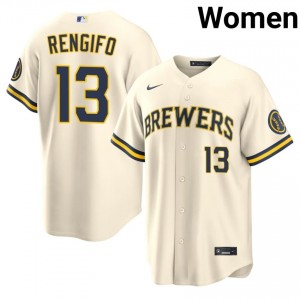 MIL Brewers Luis Rengifo #13 Cream Women Baseball Jersey | 2026 Season Game 41509879