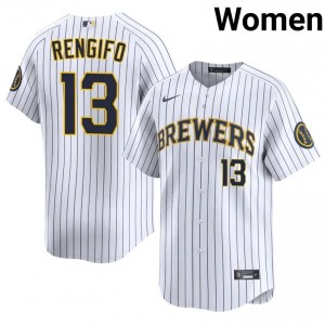 Luis Rengifo #13 Milwaukee Brewers Baseball Jersey | Official Women White Stitch Edition 94307409