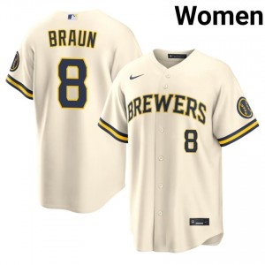 Cream Ryan Braun #8 Brewers Baseball Stitched Jersey | Iconic Women Fit 81158816