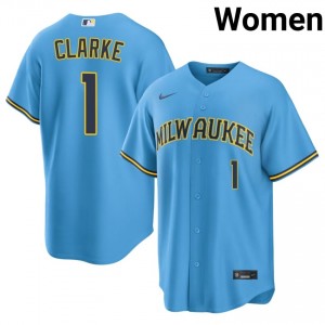 #1 Taylor Clarke Authentic Women Baseball Jersey | Brewers Light Blue Fan Gear 27899695
