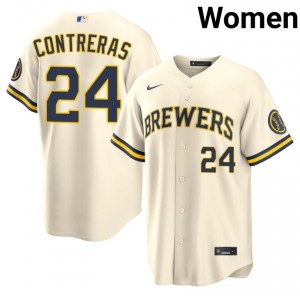 Cream William Contreras #24 Brew Crew Baseball Stitched Jersey | Game-Day Women Fit 64692318