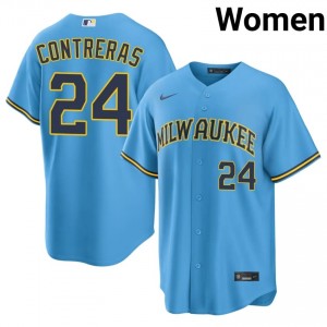 William Contreras #24 Brewers Baseball Jersey | Iconic Women Light Blue Stitched Edition 78902179