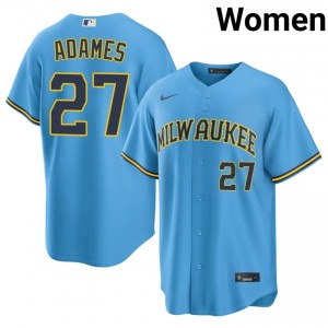 Willy Adames #27 Milwaukee Brewers Baseball Jersey | Classic Women Light Blue Embroidery Edition 28604863