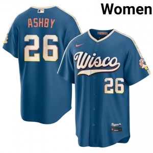Aaron Ashby #26 Brewers City Connect Baseball Jersey | MLB Women Blue Stitched Edition 85947751
